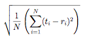 Sqrt[Sum[(t[i] - r[i])^2, {i, 1, N}] / N]